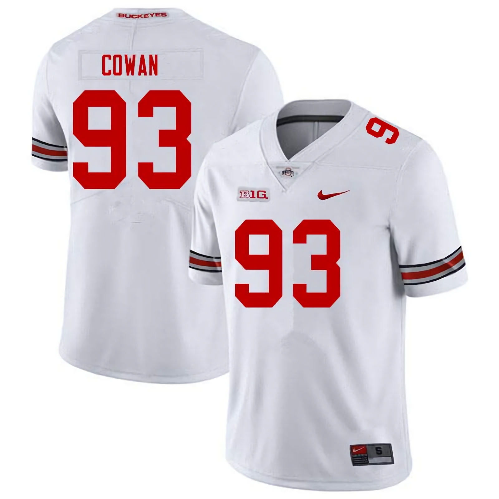 Jacolbe Cowan Ohio State Buckeyes Men's NCAA #93 Nike White College Stitched Football Jersey JOE4356WZ